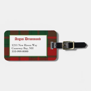 Custom Clan Drummond Tartan Plaid Luggage Tag