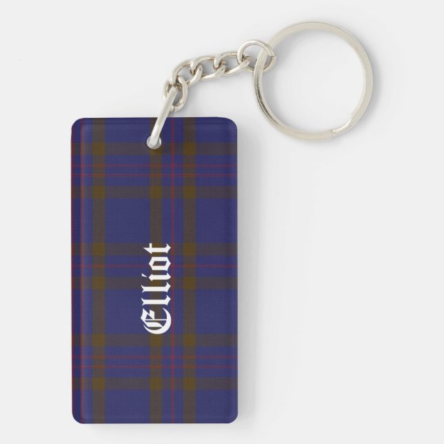 Custom Clan Elliot Tartan Plaid Key Chain (Back)