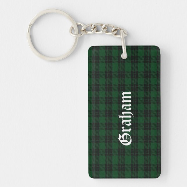 Custom Clan Graham Tartan Plaid Key Chain (Front)