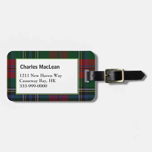 Custom Clan MacLean Tartan Plaid Luggage Tag (Front Horizontal)