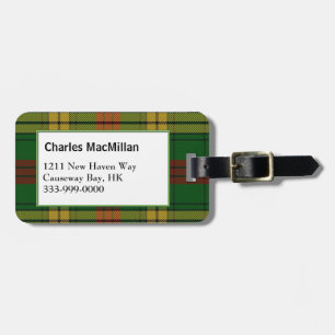 Custom Clan MacMillan Tartan Plaid Luggage Tag