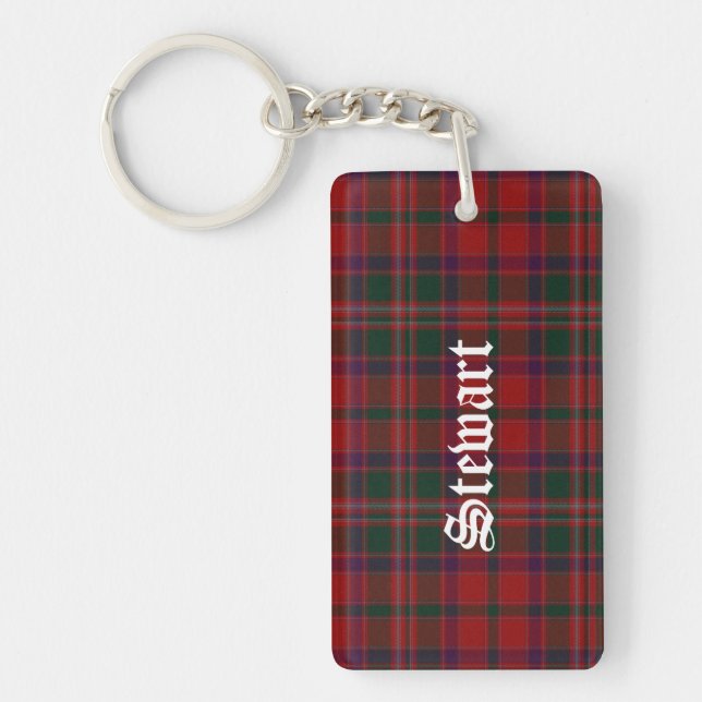 Custom Clan Stewart Tartan Plaid Key Chain (Front)