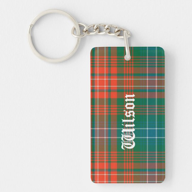 Custom Clan Wilson Tartan Plaid Key Chain (Front)