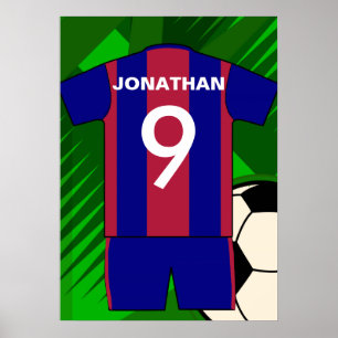 Custom Claret and Blue Football Soccer Jersey Poster