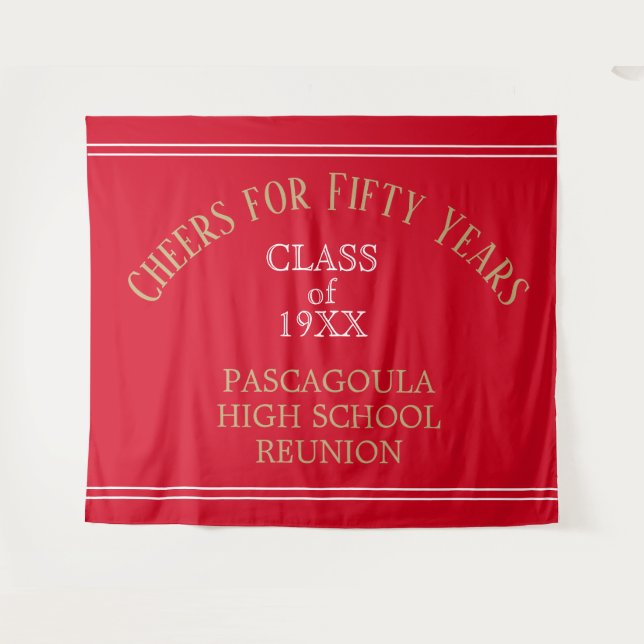 Custom class 50 YEAR reunion tapestry back drop (Front (Horizontal))