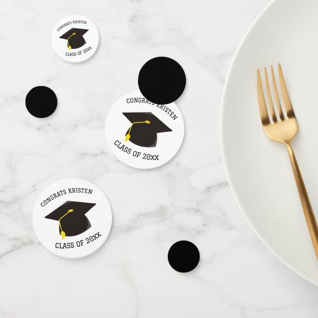 Custom Class of 20xx Black Graduation Cap Gift Confetti (Group)