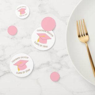 Custom Class of 20xx Pink Graduation Cap Confetti