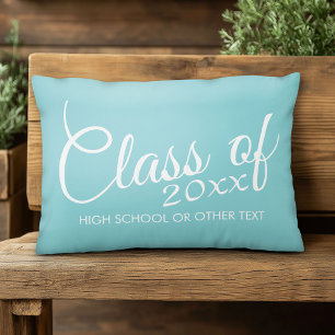 Custom Class of for Graduation or Reunion Aqua Decorative Cushion