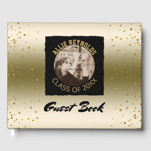 Custom Class of Photo Graduation Party Chic Gold Guest Book