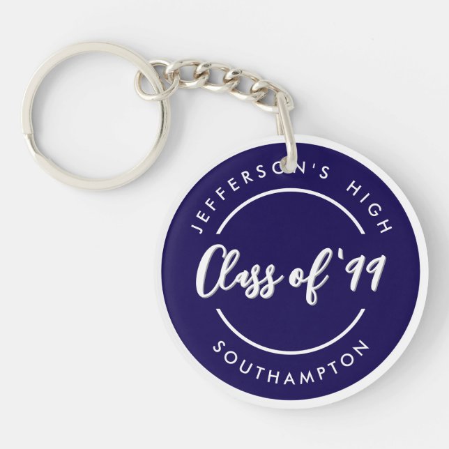 Custom Class of School Graduate Reunion Circle  Key Ring (Front)