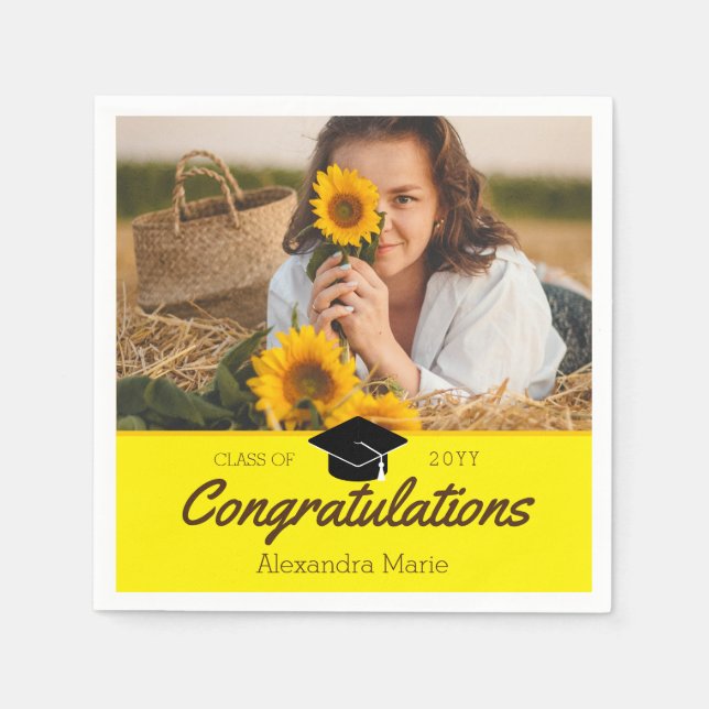 Custom Class Photo School Graduation Napkin (Front)