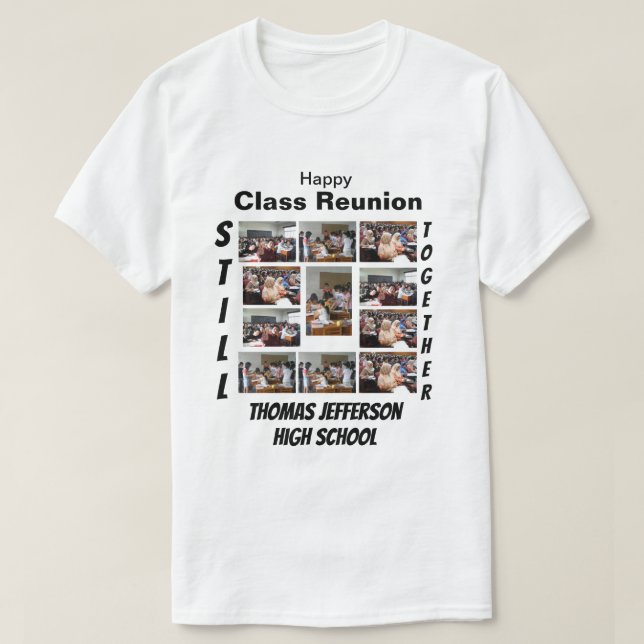 Custom Class Reunion 11 Photo Collage T-Shirt (Design Front)