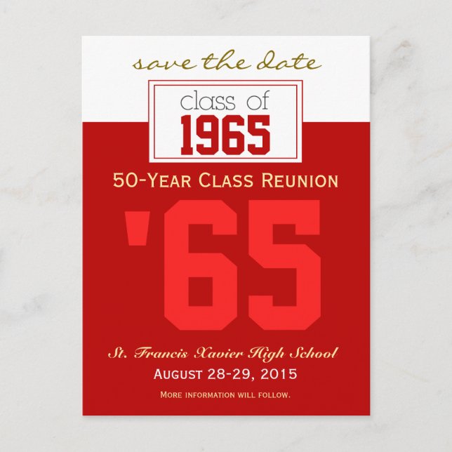 Custom Class Reunion Save-the-Date Announcement (Front)