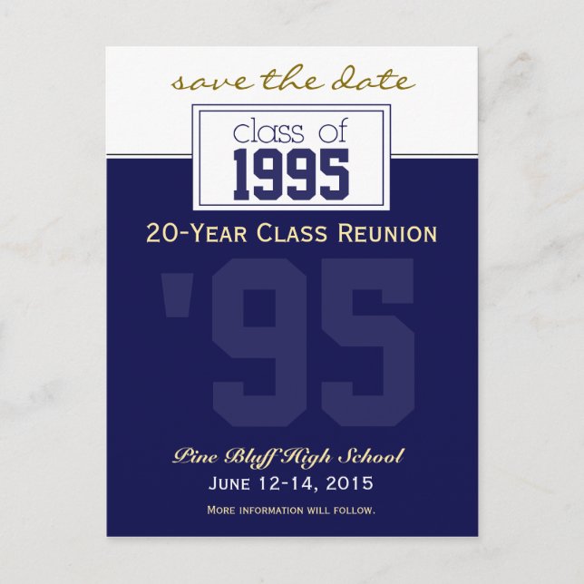 Custom Class Reunion Save-the-Date Announcement Postcard (Front)
