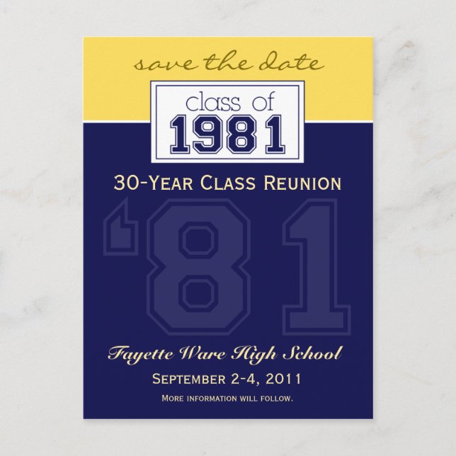 :custom: Class Reunion Save-the-Date Announcement Postcard (Front)