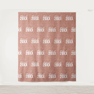 Custom Class Year Rose Gold Glitter Photo Backdrop Tapestry