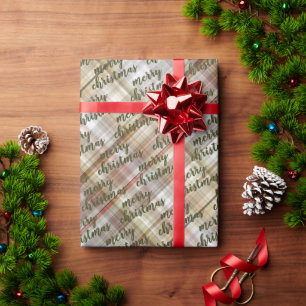 Custom Classic Beige Brown Grey White Gingham Wrapping Paper