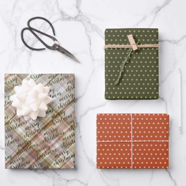 Custom Classic Beige Brown Grey White Gingham Wrapping Paper Sheet (Front)