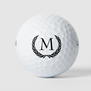Custom Classic Black Laurel Wreath Leaves Motif Golf Balls