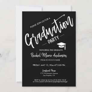 Custom Classic Black Minimalist Graduation Party Invitation