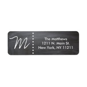 Custom Classic Black & White Chalkboard Monogram Return Address Label
