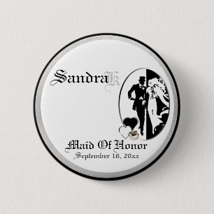 Custom Classic Black White Maid Of Honour Button