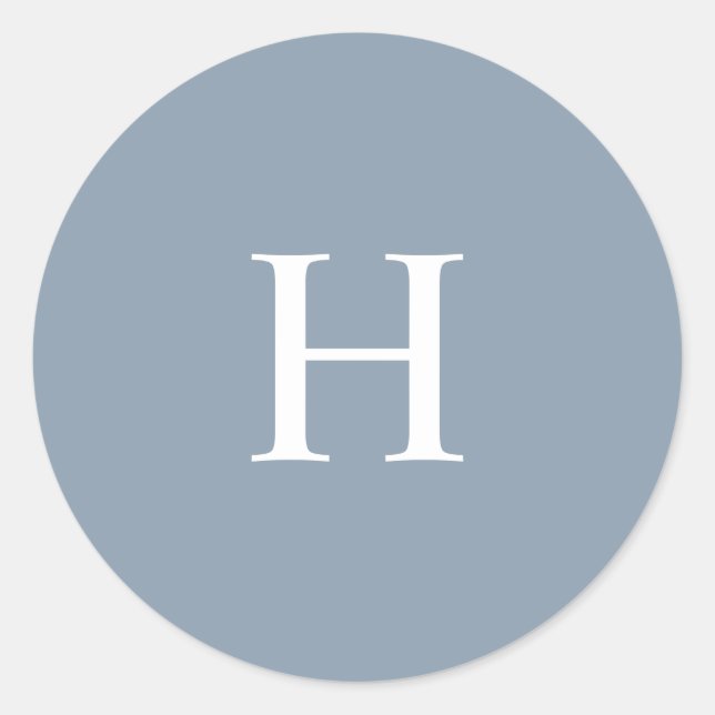 Custom Classic Blue Elegant Monogram Round Sticker (Front)
