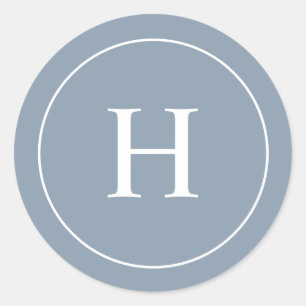 Custom Classic Blue Elegant Monogram Round Sticker