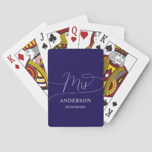 custom classic chic navy blue and white Latte Mug Playing Cards