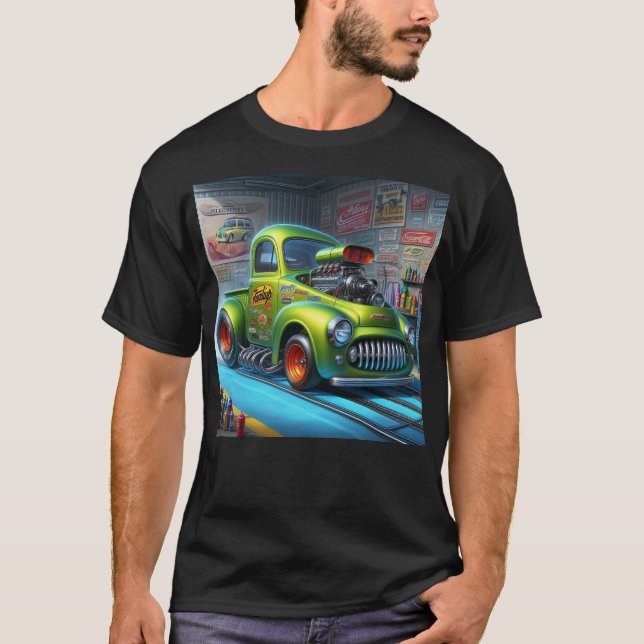 Custom Classic Dragster car truck T-Shirt (Front)