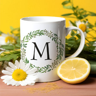 Custom Classic Green Laurel Wreath Leaf Pattern Coffee Mug