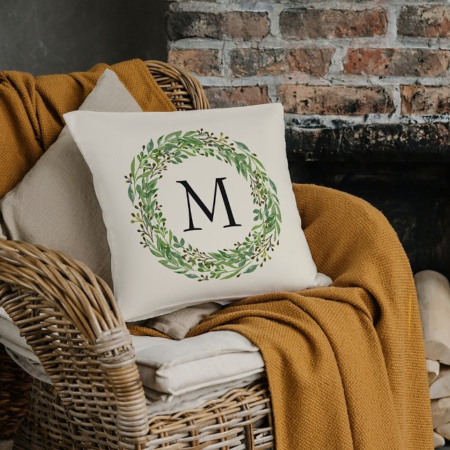 Custom Classic Green Laurel Wreath Leaf Pattern Cushion (Creator Uploaded)