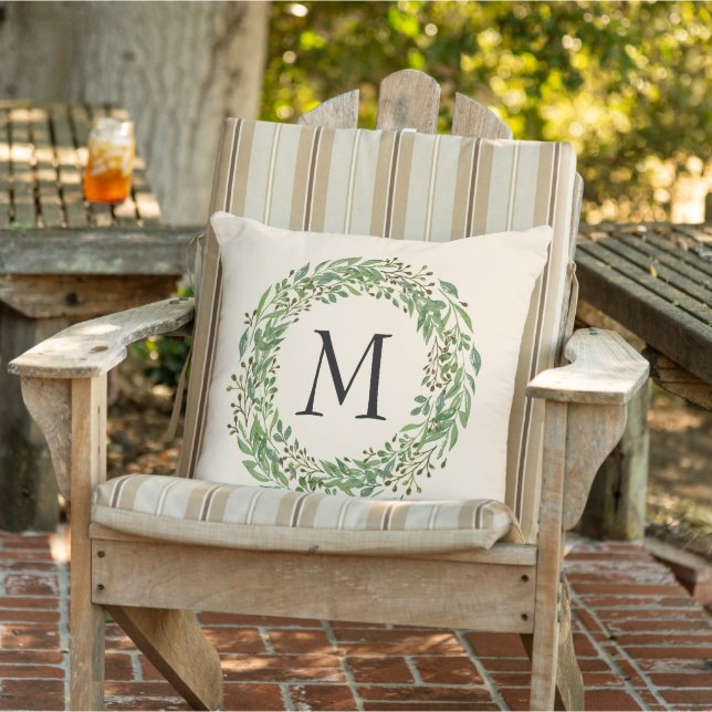 Custom Classic Green Laurel Wreath Leaves Pattern Cushion (Chair)