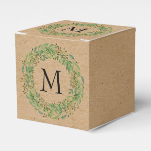 Custom Classic Green Laurel Wreath Leaves Pattern Favour Box