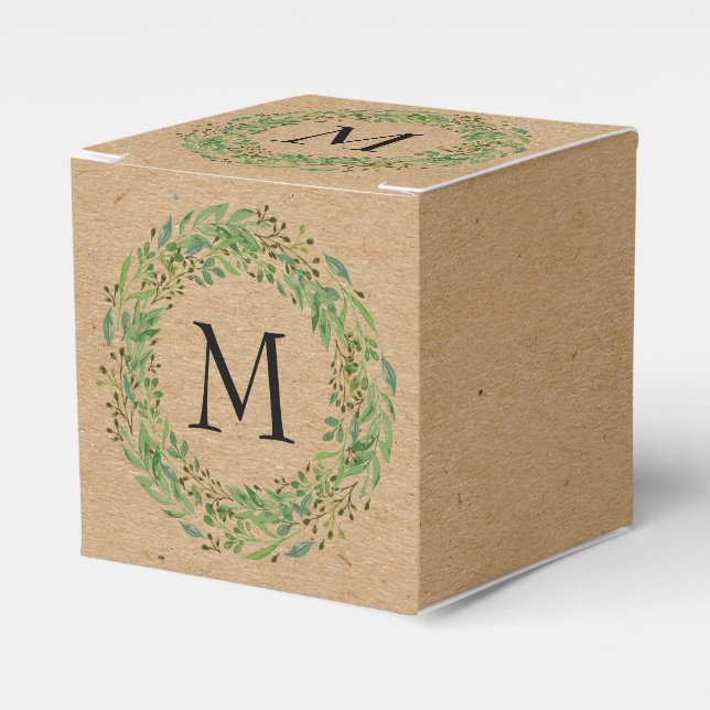 Custom Classic Green Laurel Wreath Leaves Pattern Favour Box (Front Side)