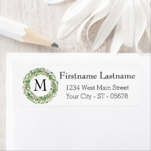 Custom Classic Green Laurel Wreath Leaves Pattern Return Address Label