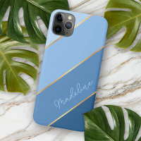 Custom Classic Light Medium Dark Blue Art Stripes