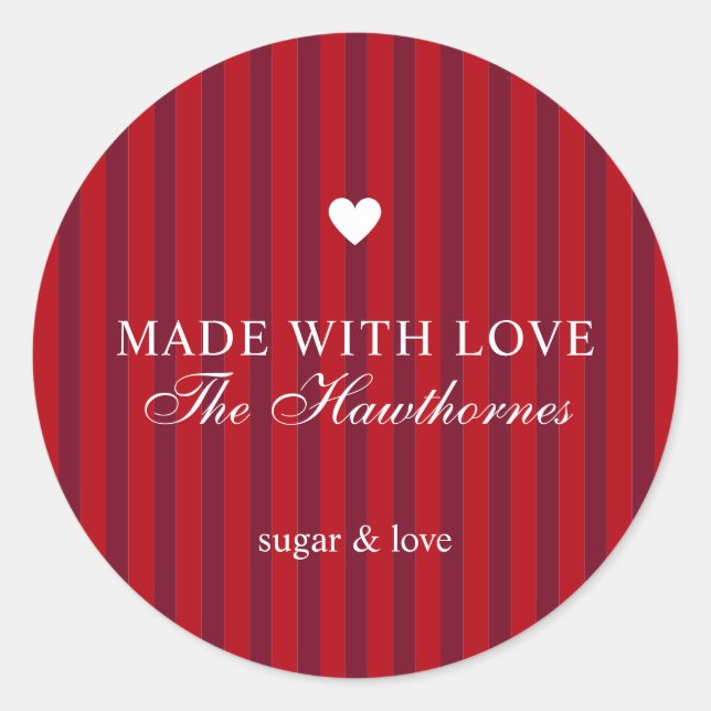Custom Classic Made With Love Round Sticker (Front)