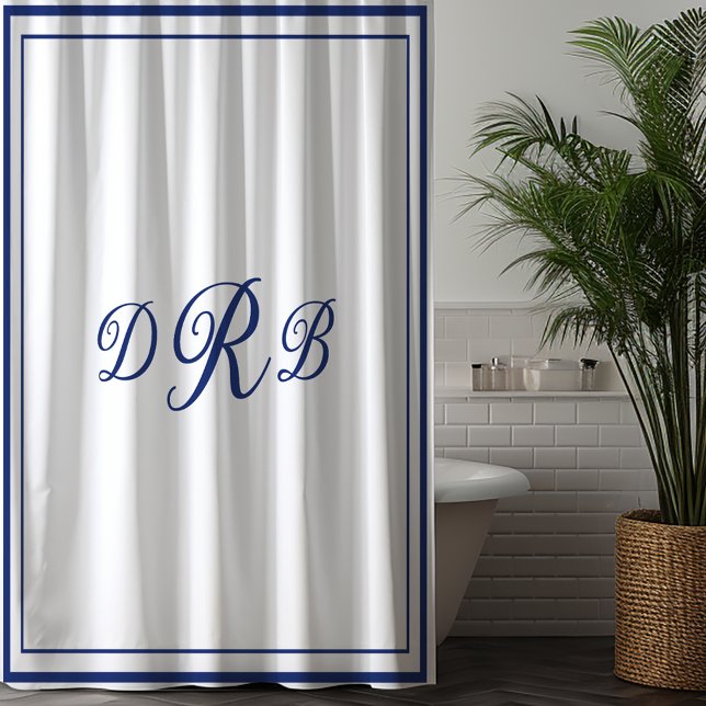 Custom Classic Monogram Calligraphy Initial Name Shower Curtain (Creator Uploaded)