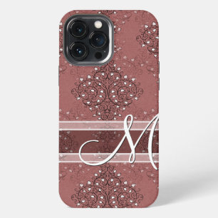 Custom Classic Monogram Chic Floral Damask Pattern iPhone Case