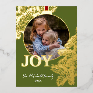 Custom Classic Pine Tree Needles Gold Foil Holiday Postcard
