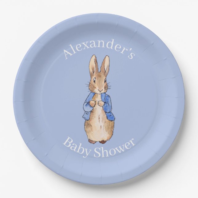 Custom Classic Rabbit Baby Shower Paper Plate (Front)