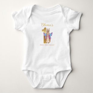 Custom Classic rabbit First Birthday Baby Bodysuit
