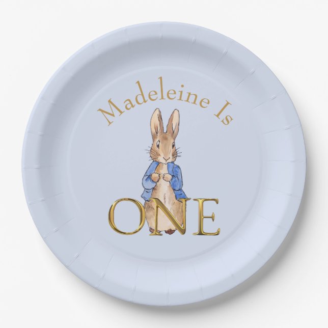 Custom Classic Rabbit First birthday Paper Plate (Front)
