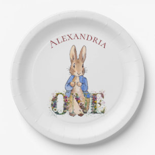 Custom Classic Rabbit First Birthday Paper Plate