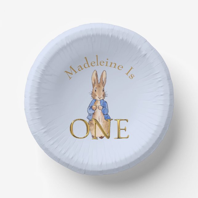 Custom Classic Rabbit First birthday Paper Plate (Front)