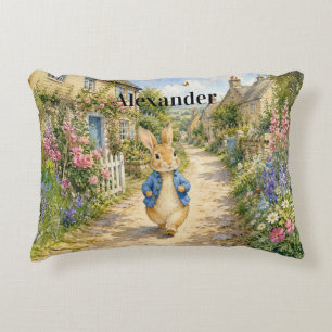 Custom Classic Rabbit in English Country Town Decorative Cushion