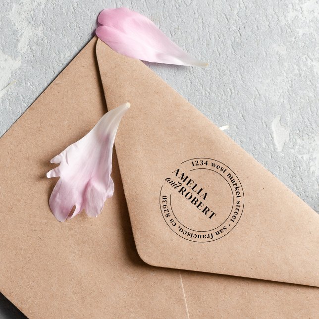 Custom Classic Round Wedding Return Address Rubber Stamp (Creator Uploaded)