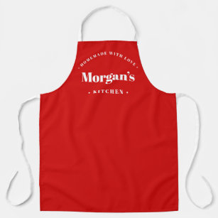 Custom Classic Simple Typography White on Red Apron