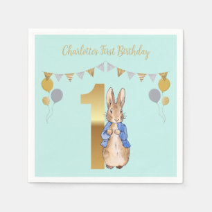 Custom Classic Storybook Rabbit First Birthday Napkin